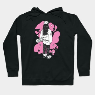 Cool Vintage Skater Girl Sketch Hoodie